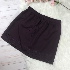 J Crew Laser-cut draw string mini skirt